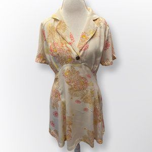 Free People Blue Hawaii Floral Short Sleeve Mini Dress Size L